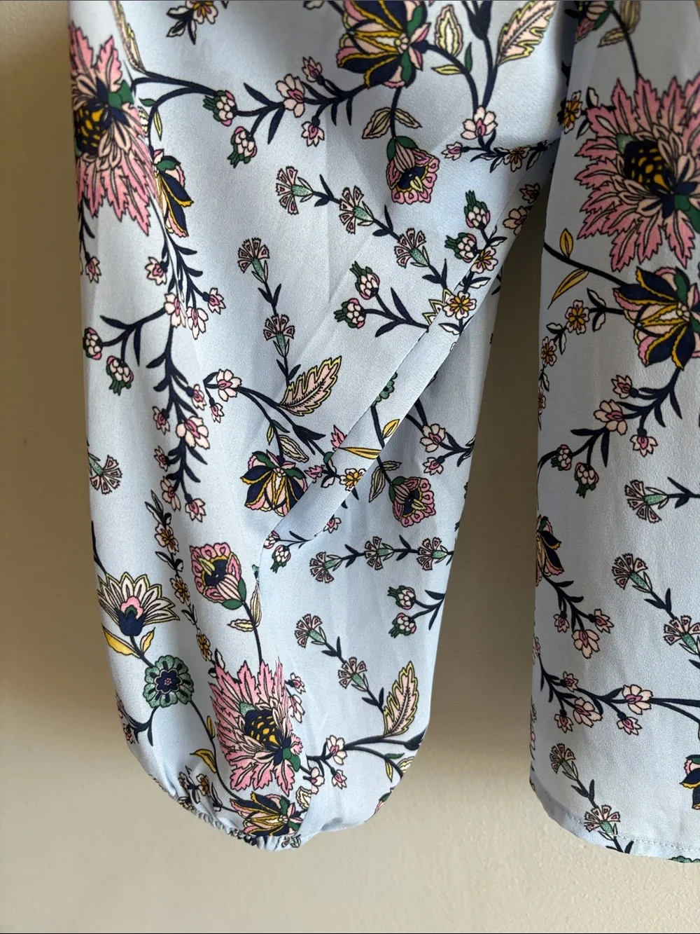 Banana Republic Floral Puff Sleeve Square Neck Blouse Blue Pink‎ Large